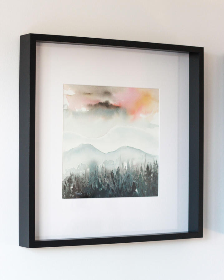 Misty forest - watercolor painting