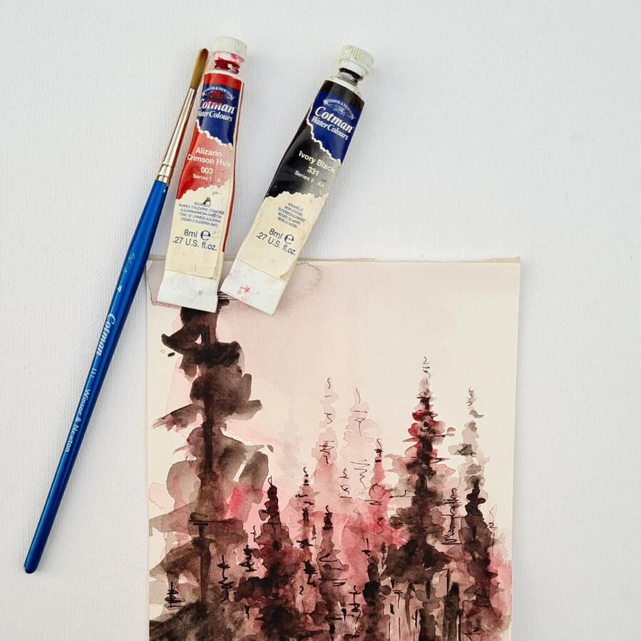 Chirps and caws - Watercolor on paper